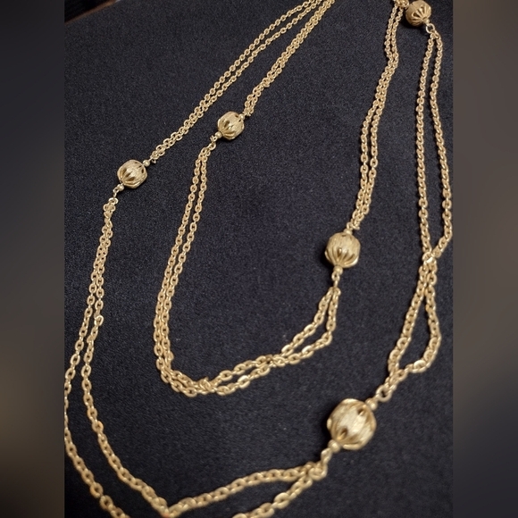 Gold Chain Necklace with Beaded Accents - Picture 2 of 9